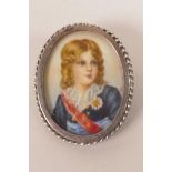 A French portrait miniature of the young Napoleon II, King of Rome, signed Josieue in a delicate