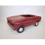 A child's vintage enamelled metal pedal car, A/F, 44" x 19½"