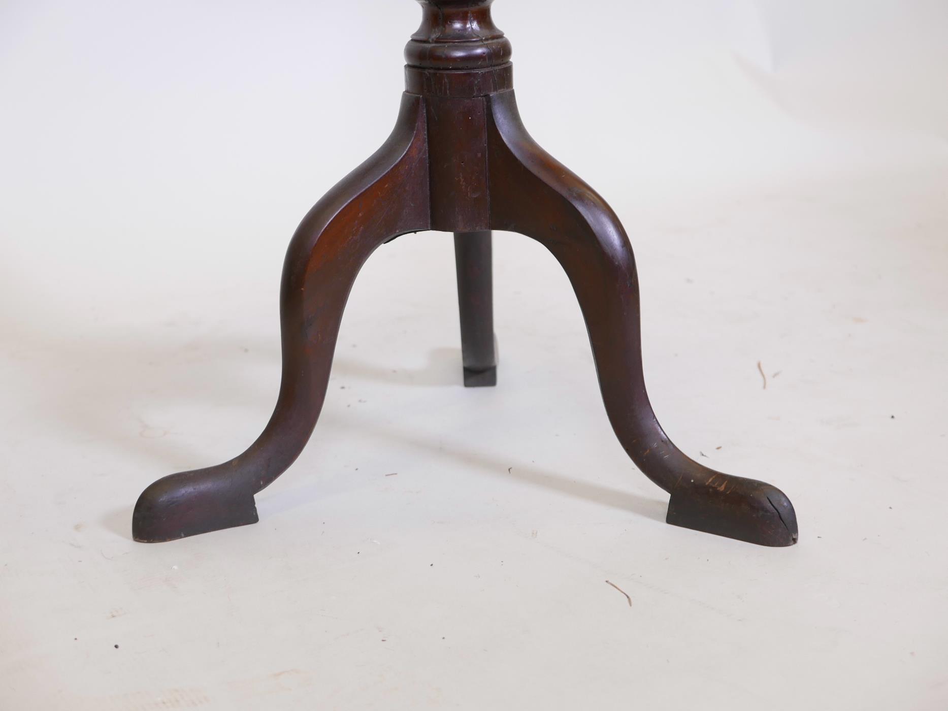 A Georgian Cuban mahogany dish top lamp/wine table, raised on a turned and carved column and - Image 5 of 12