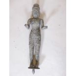 An antique Khmer bronze figure of Vishnu, probably C18th, 19" high