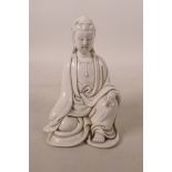 A Chinese blanc de chine figure of Quan Yin, impressed mark verso, 5" high