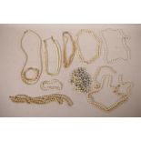 A quantity of costume jewellery pearl necklaces
