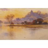 River landscape at sunset, signed W.S. Coleman, and view of Sonning, monogrammed (Arthur