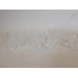 A set of eight hiball crystal drinking glasses and nine wine glasses