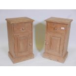 A pair of pine bedside cabinets, 14" x 11", 25" high
