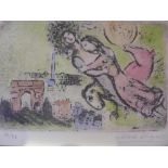 In the manner of Marc Chagall, limited edition aquatint, bears signature, 6½" x 9"