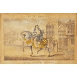 Lady Godiva Riding Through Coventry, mid C19th hand coloured engraving published by John Bysh, 8