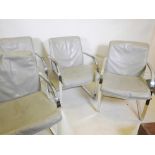 A set of four Miles Van Der Rohe Brno style chrome and leather chairs
