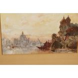 View of Venice, initialled D.P., oil on board, 12" x 7"