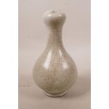 A Chinese crackleware garlic head shaped vase, 6½" high