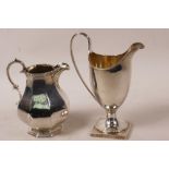 A Victorian hallmarked silver cream jug, London 1842, together with a Regency style hallmarked