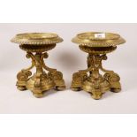 A pair of C19th gilt brass tazza, 8" high