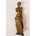 A Grand Tour bronze figurine of Venus, 7" high