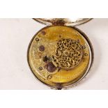 A late C18th early C19th verge watch, the movement back plate engraved A Cameron Liverpool, 1589