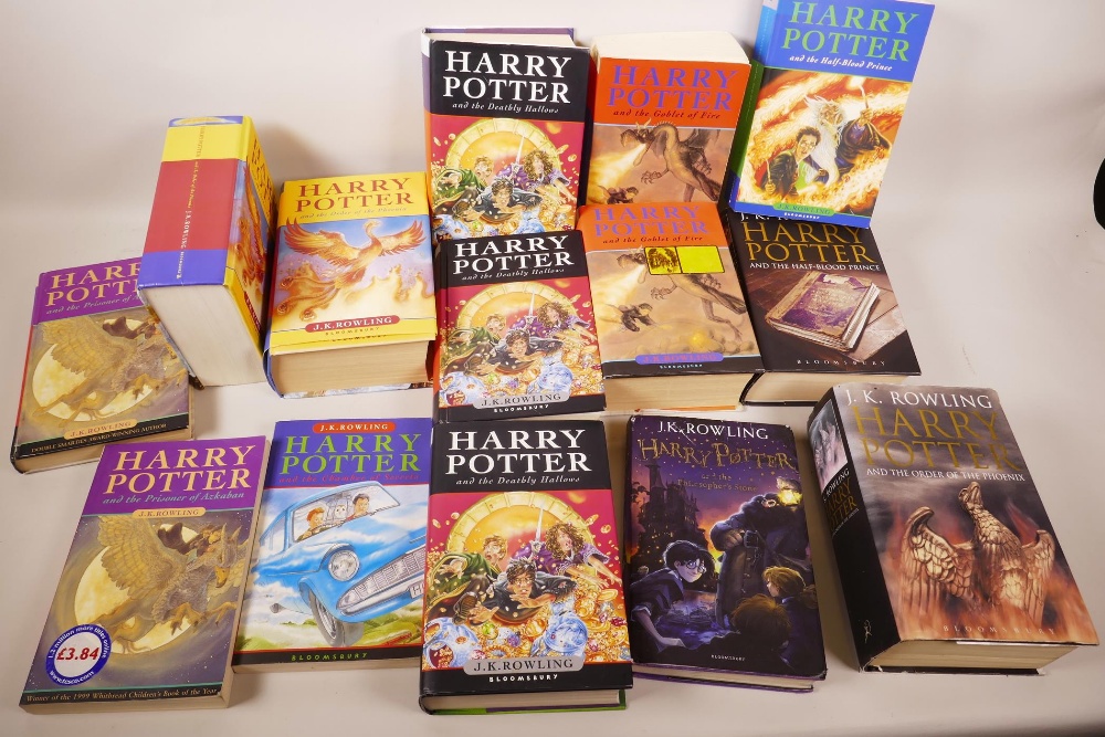 Fourteen volumes of Harry Potter books by J.K. Rowling