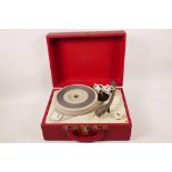 A Vintage (1960s) suitcase portable record player, 12½" x 9" x 5"