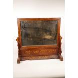 A Chinese hardwood dressing mirror with inlaid decoration, 24" x 22"