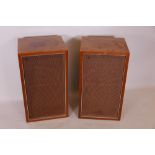 A pair of vintage Pioneer CS-8 fifty watt speaker cabinets in teak, 25" x 14½" x 13"