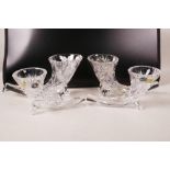 Two pairs of Bohemian crystal cornucopia vases, largest 7½" long