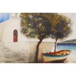 C20th Greek School, 'Folegandros', Greek Scene, signed and dated 1992 lower left, watercolour, 16" x