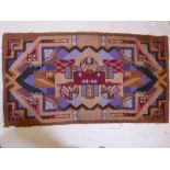 An Art Deco Bauhaus style woolen rug, 50" x 27", A/F