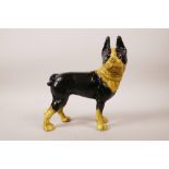 A cold painted metal French bulldog, 7" long, 8" high