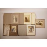 A collection of C19th Japanese black and white portrait photographs, largest 10" x 6½"