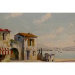 A. Francocci, Italian lakeside village, oil on board, 18" x 12"