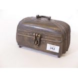 An Eastern Bronze casket with dome top and fluted sides, 7" x 4" x 4"