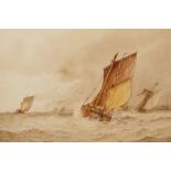 F.J. Aldridge, Fishing Boats off the Coast, signed watercolour, 10" x 14"