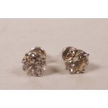 A pair of diamond stud earrings, approximately 2.12cts