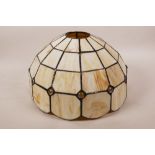A Tiffany style sectional leaded glass lampshade, 12" diameter