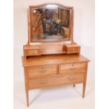 An Edwardian mahogany dressing table with satinwood banding, 42" x 19", 28" high
