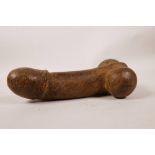 A hardstone phallus pendant, 7½" long