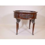 A late C19th French Empire style mahogany and bronze mounted cellarette on four turned supports with