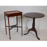 A Georgian mahogany tilt top occasional table on pad feet, 27" high x 23" diameter, and a C19th