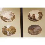 A set of four C19th lithographic prints of landscapes in the manner of Baxter, each 9" x 7", mounted