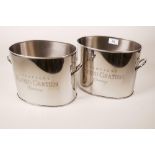 A pair of chrome plated 'Alfred Gratien' champagne buckets, 9½" x 7", 7" high