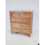 An Edwardian satin walnut chest of two over three long drawers, 36" x 17" x 40"