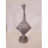 A zinc roof finial, 33" high