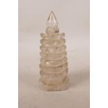 A Sino-Tibetan crystal stupa in the form of a pagoda, 4½" high