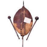 Zulu Shield & Weapons Grouping Brought Home from Durban Natal in 1886 by Mr H M S Mayers on the Stea