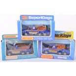 Three Boxed Matchbox Superkings K6 Motorcycle Transporters
