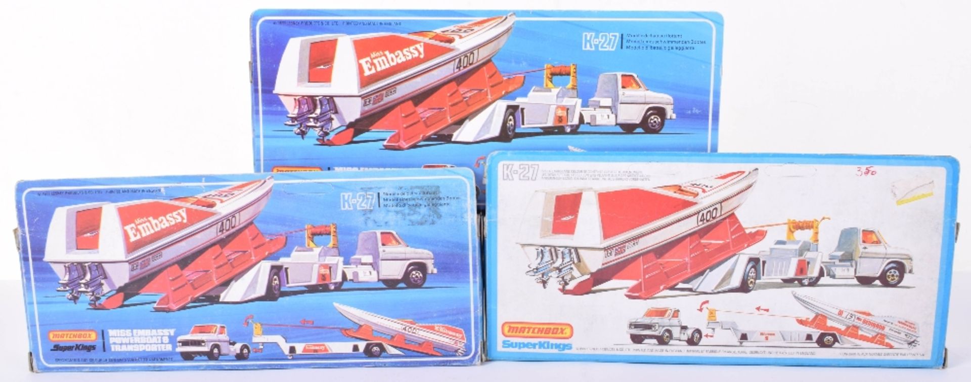 Three Boxed Matchbox Superkings K27 Powerboats and Transporters - Image 2 of 2