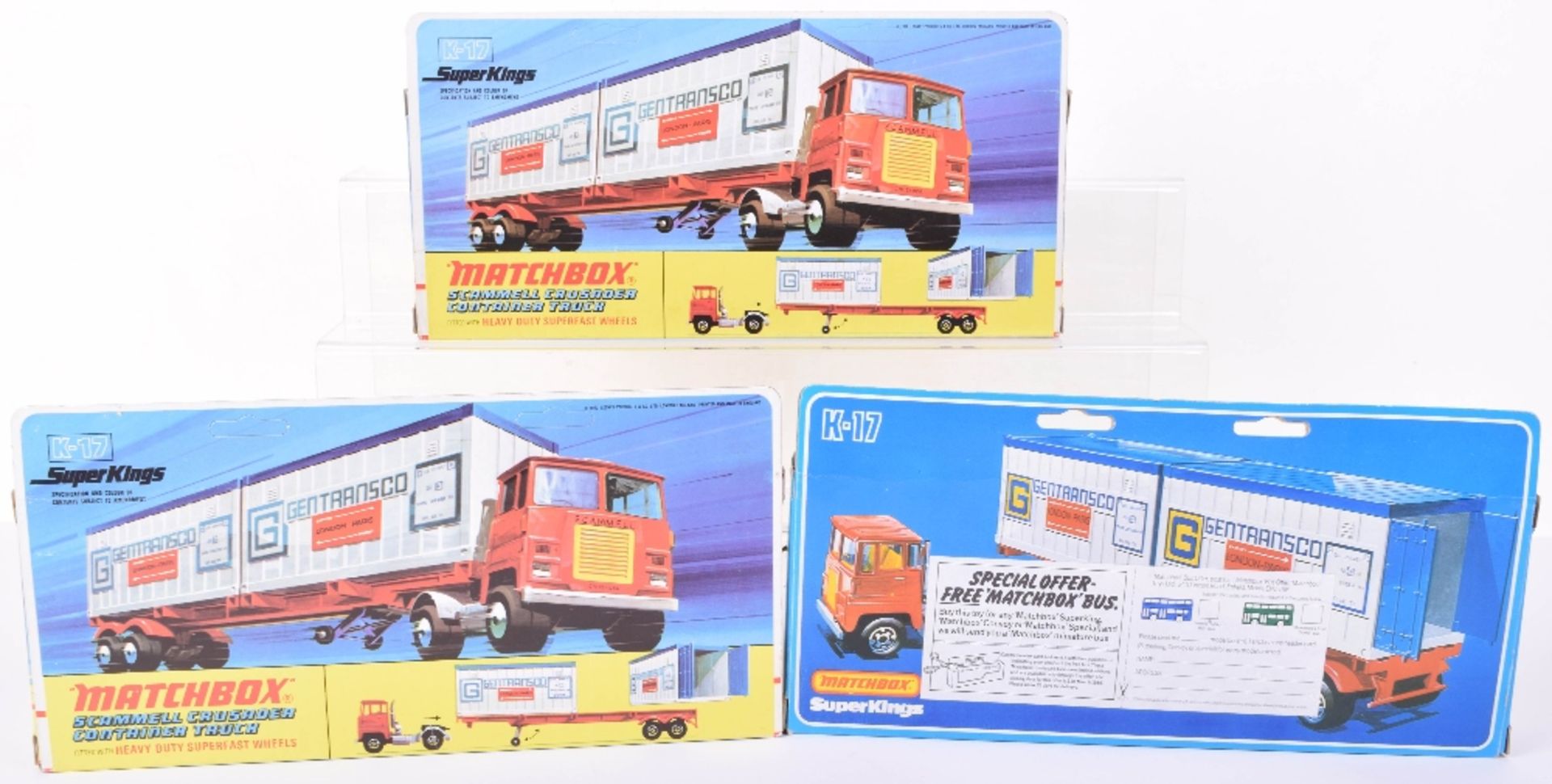 Three Boxed Matchbox Superkings K17 Scammell Crusader Container Trucks - Image 2 of 2