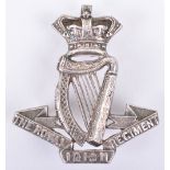 Victorian The Royal Irish Regiment Officers Silver Cap Badge