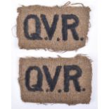 Pair of WW1 Queen Victoria’s Rifles Shoulder Titles