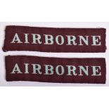 Matching Pair of Printed Airborne Straight Title / Strip