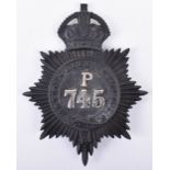 Metropolitan Police Helmet Plate ’P’ Division’ Peckham Kings crown