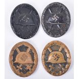 4x WW2 Third Reich Black Grade Wound Badges